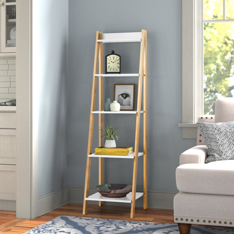 Kathia Ladder Bookshelf, White/Natural