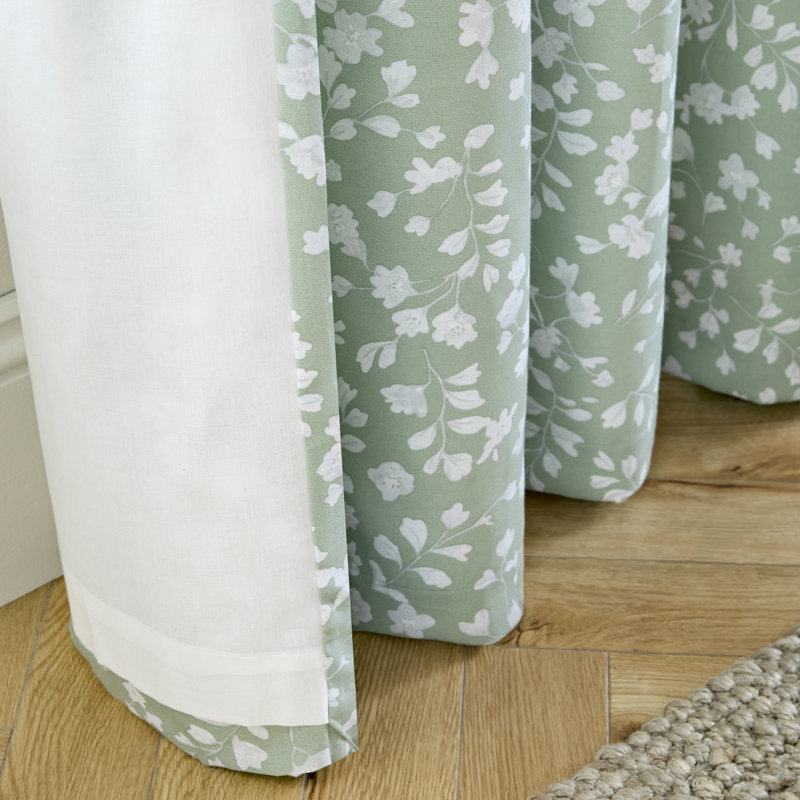 Arla Floral Lined Eyelet Curtains, 66 x 90 Inch