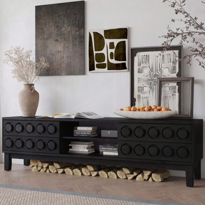 Mid-Century Media Console with 4 Drawers and Cable Management for 75" TVs