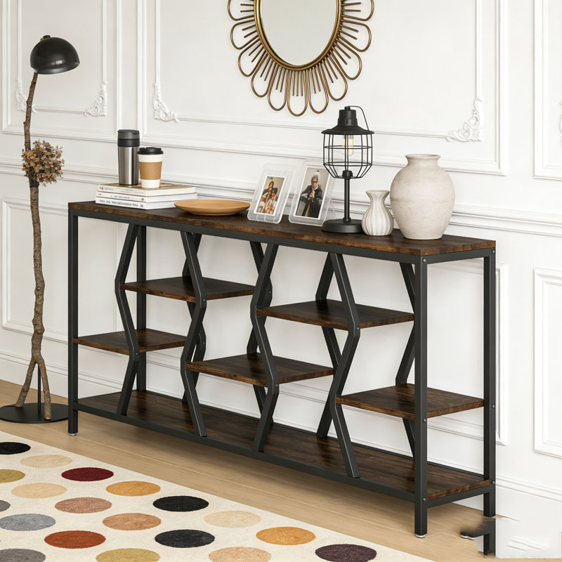 Console industrielle avec tablettes et rangement