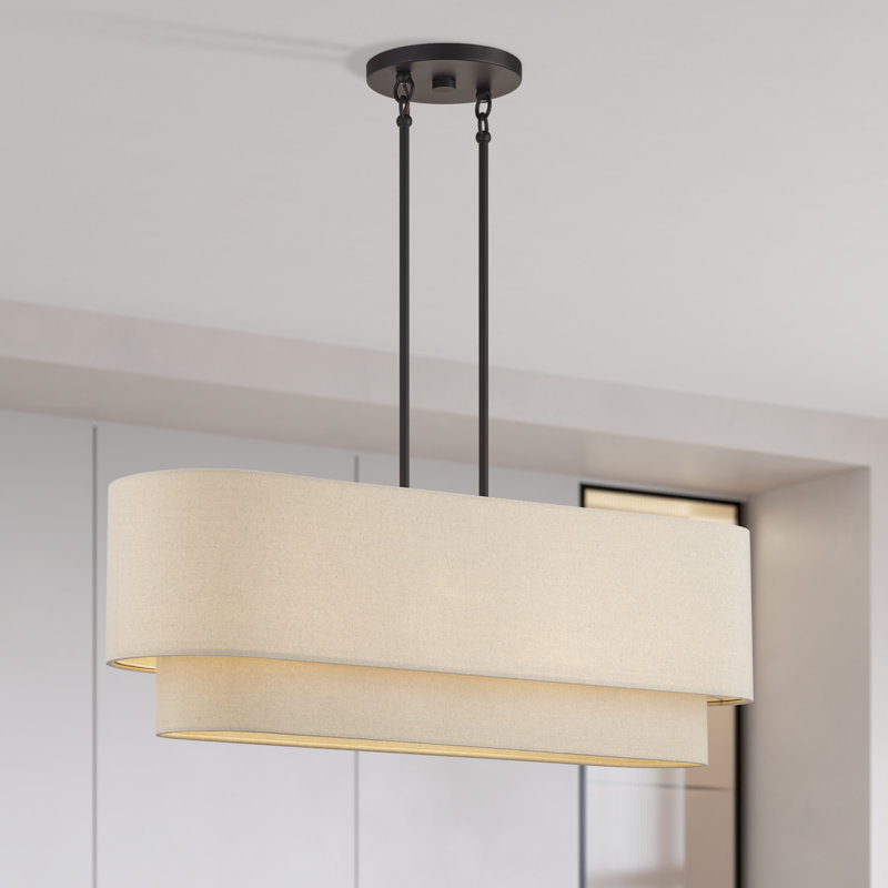 Ashani 4 Light Bronze Large Linear Chandelier, Bronze, 20.5" H x 10" W x 36" D, 4 Lights