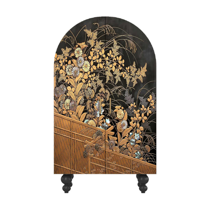 Armoire arquée avec tablettes et portes, Noir, noir, noir, noir