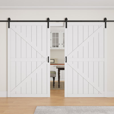 84" Height Modern Sliding Barn Door | Primed Surface Paintable | Closet / Pantry Door With Barn Door Hardware Kits
