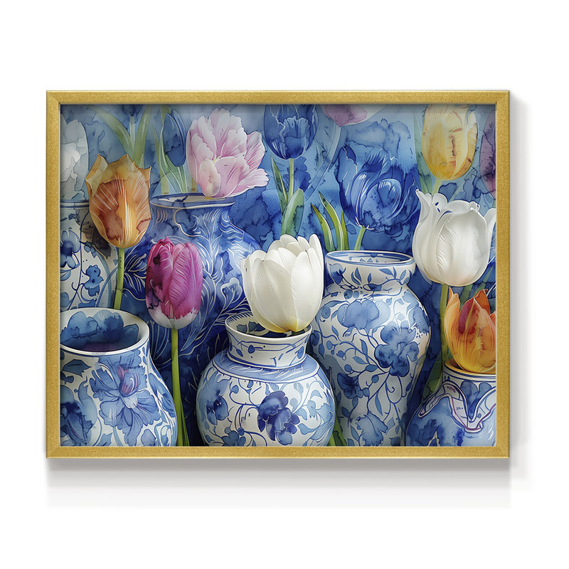 Série florale - CXVI - reproduction encadrée - réarmable, H 11 po x l 14 po