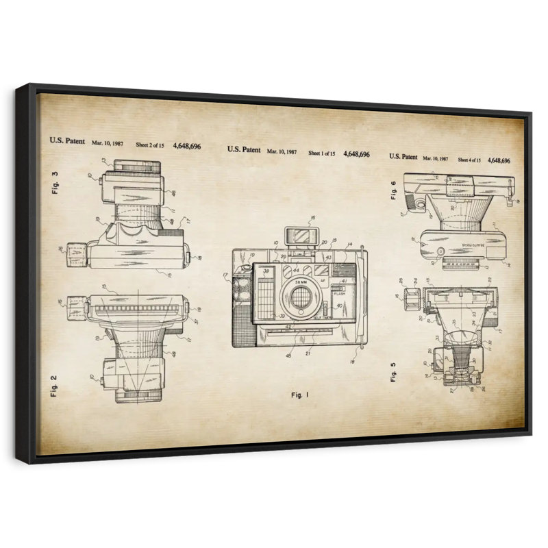 Automatic Focus Camera Patent, Floating Frame Black, 40" X 27"