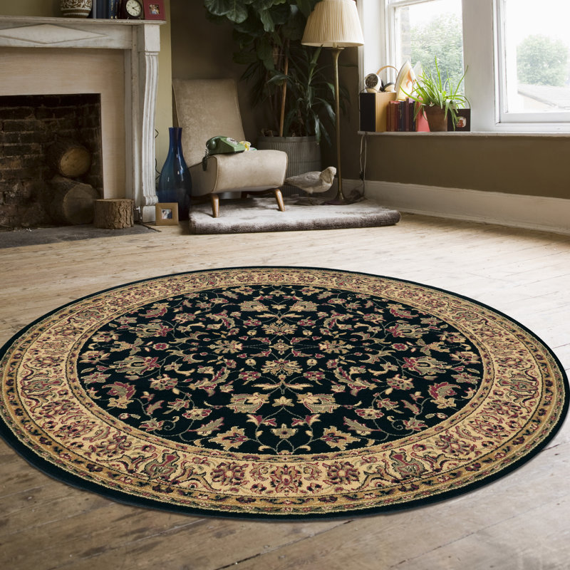 Tapis noir Port St. Lucie, Rond 5 pi 3 po