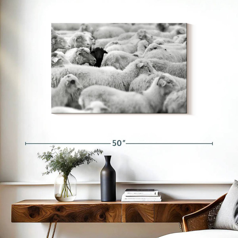 Distinct Black Sheep, 24" H x 36" W