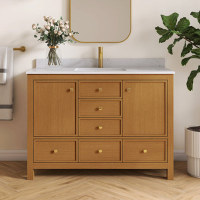 Ensemble de meuble-lavabo simple 48 po avec comptoir en marbre et lavabo sous-comptoir Aura