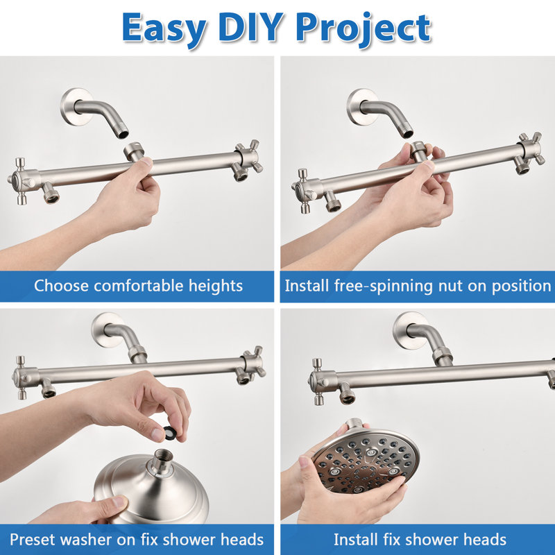 Pomme de douche double multifonction, Nickel brossé