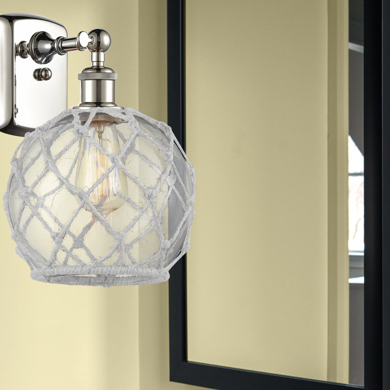 Applique murale articulée à 1 lumière Larocque, Transparent avec cordon blanc, Nickel poli, Ampoule non incluse