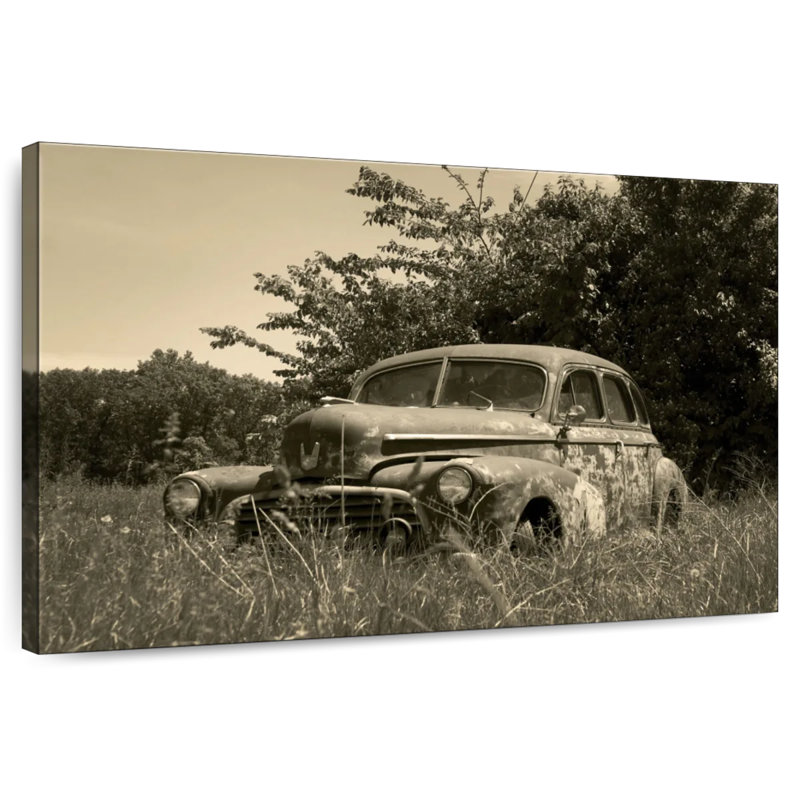Voiture rétro Mehar en sépia, H 34 po x l 51 po