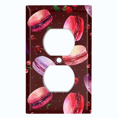 Metal Light Switch Plate Outlet Cover (Colourful Macaron Treat Blue Teal  - Single Duplex)