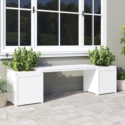 Banc d'extérieur avec jardinières, sièges et présentoir à plantes, porte-pots à fond ouvert