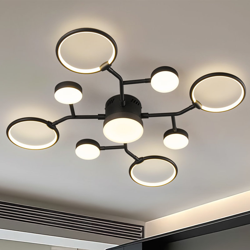 Lynetta Modern Chandeliers Light Fixture, Modern Industrial Farmhouse Led 4000k Lighting, Rustic Sputnik Chandelier Ceiling Lamp For Kitchen Bedroom Living Room Hallway