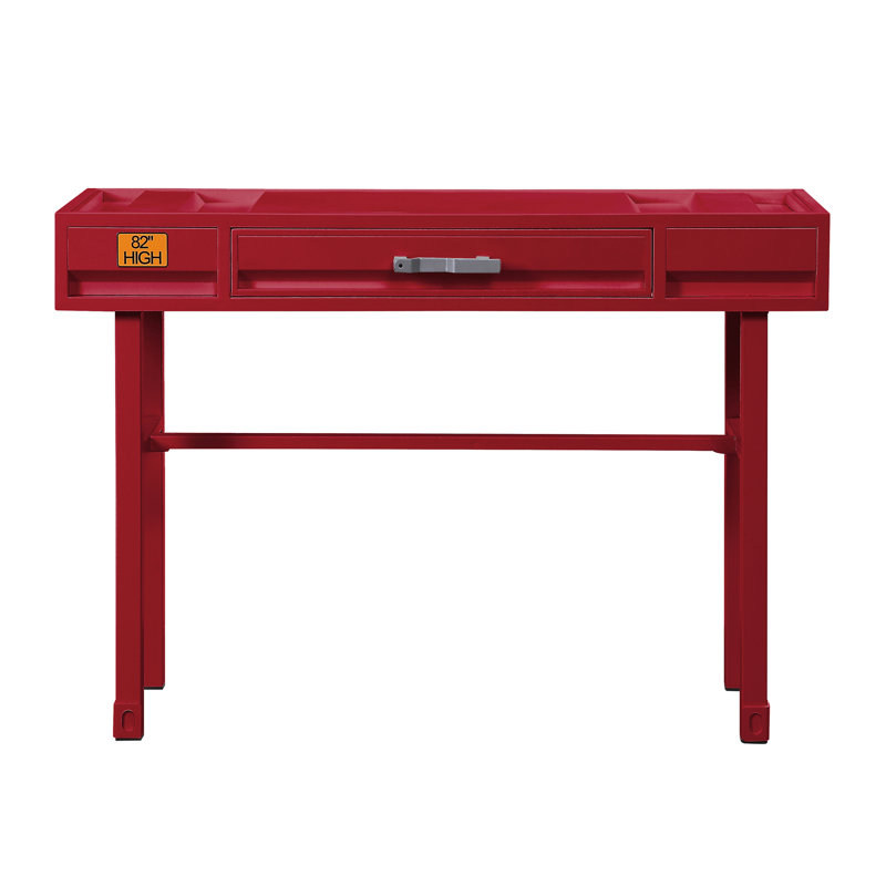 Bureau de coiffeuse rouge à 1 tiroir - option attrayante de style industriel