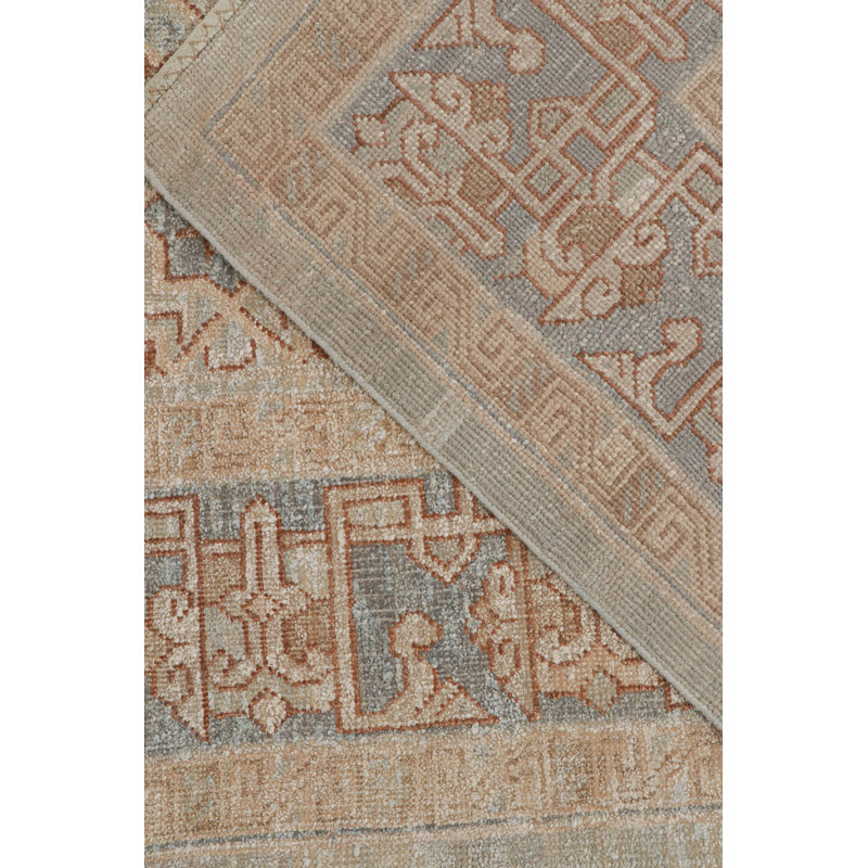 Hand Knotted Area Rug in Beige/Brow/Blue