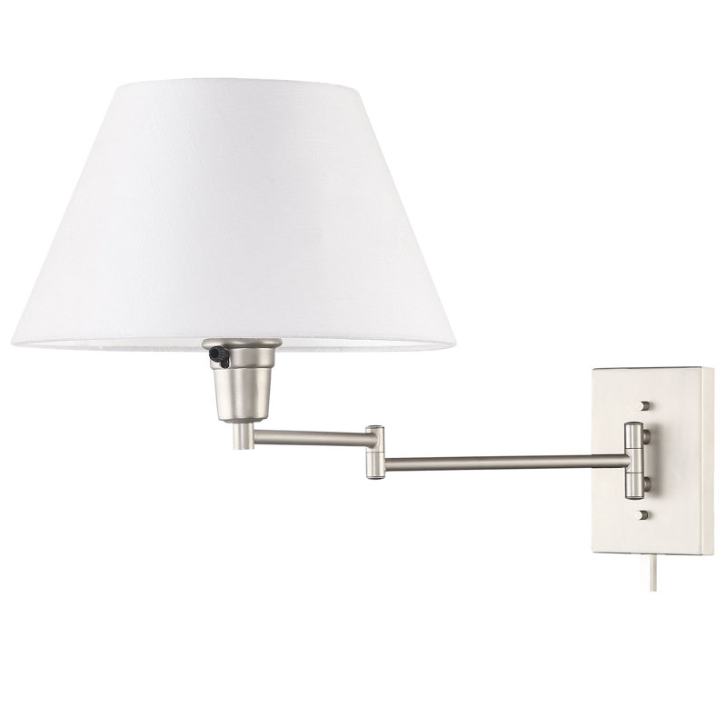 Bras articulé en nickel brossé à 1 lumière Express, Nickel brossé, Blanc