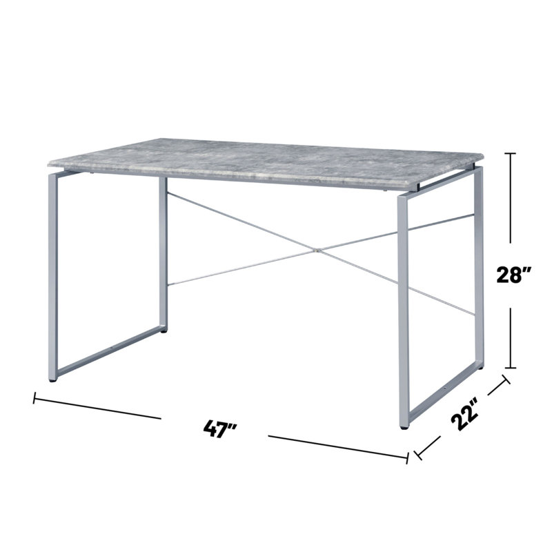 Bureau d'écriture rectangulaire en faux béton, Gris
