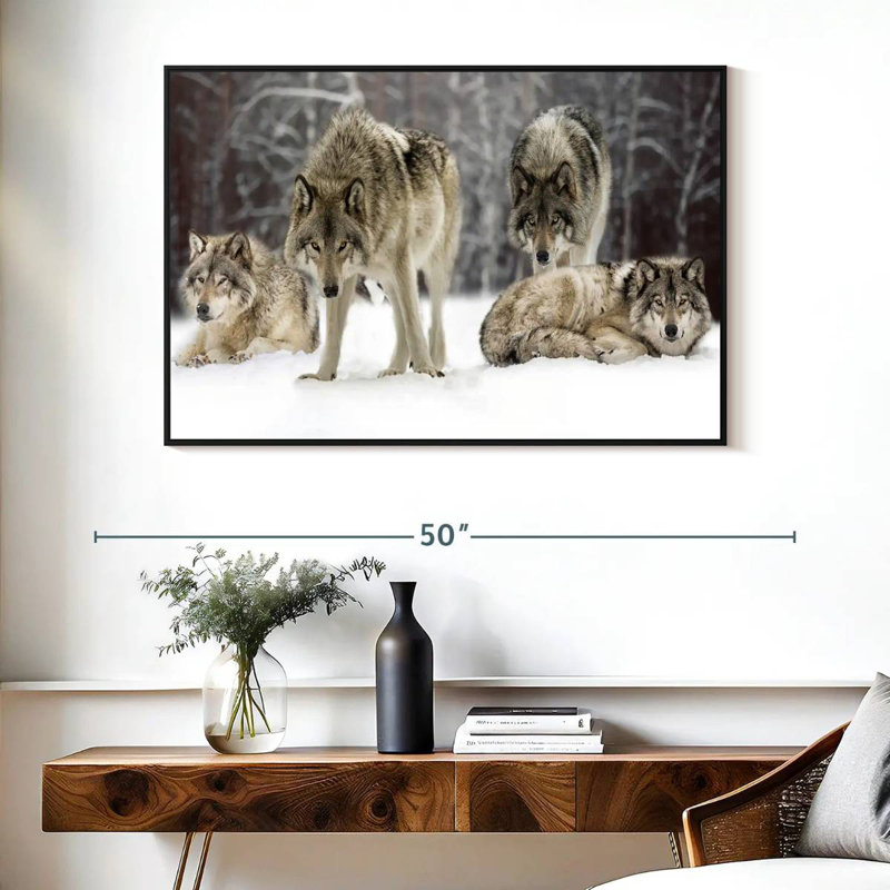 Loup, Cadre flottant noir, 40 po x 27 po