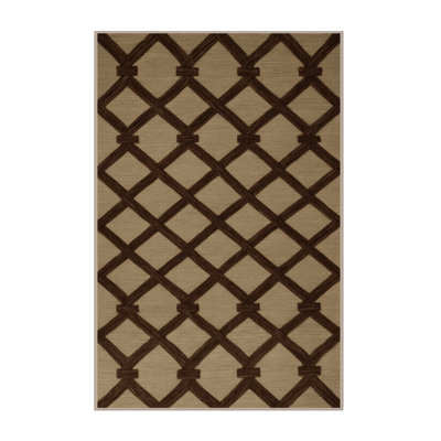 Machine Washable Trellis Beige Area Rug