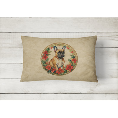 Christmas Flowers Frame Outdoor Throw Pillow