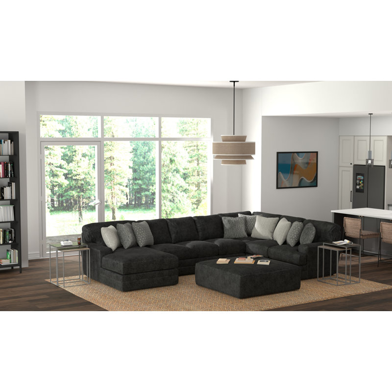 Canapé modulaire 3 pièces avec méridienne et repose-pieds Delicia, Orienté à droite