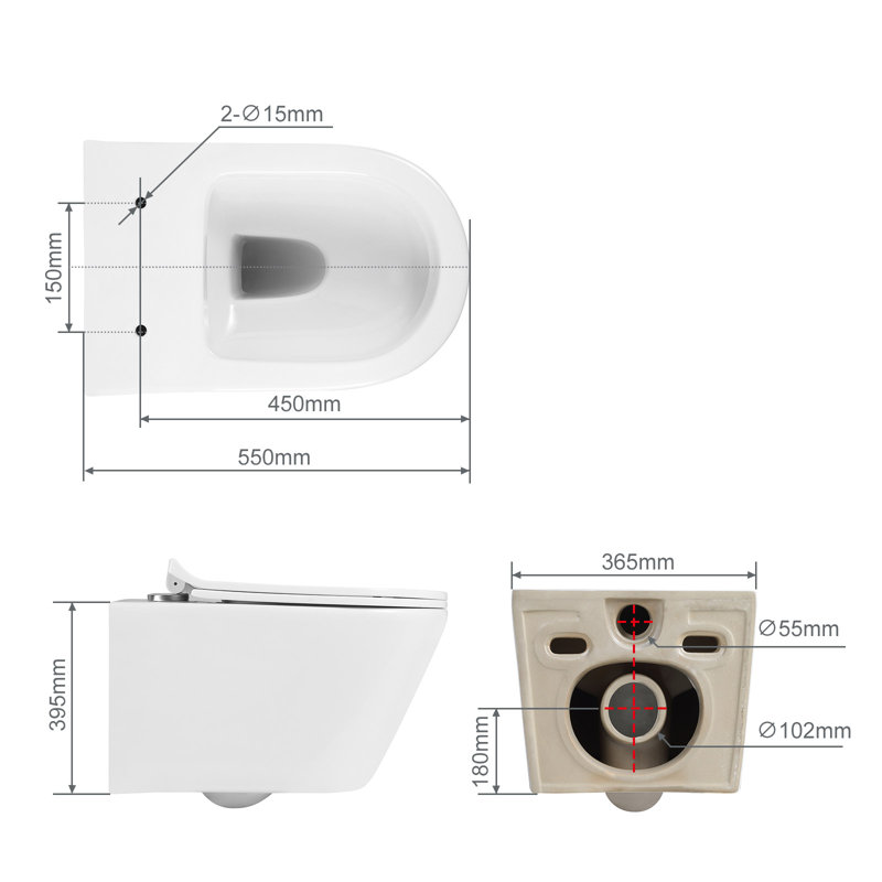 Belfry Bathroom Cobel LPF Round Wall Mounted Wall Hung Toilets (Seat Included)