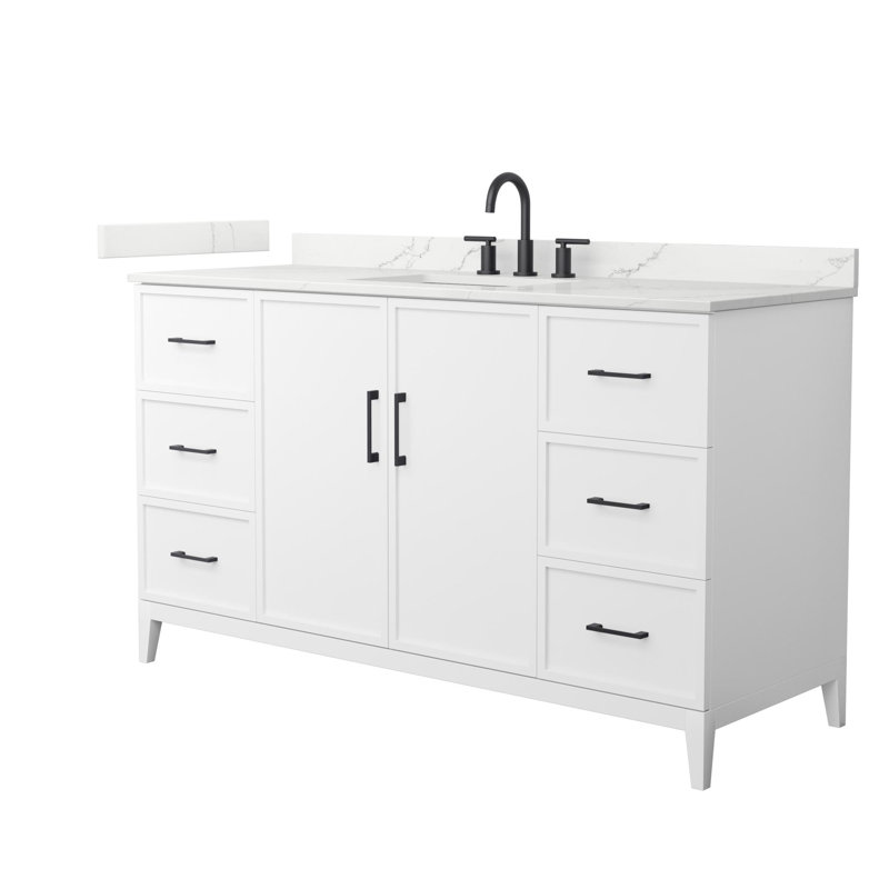 Elan 60'' W Vanity, 8" Center, Matte Black, White