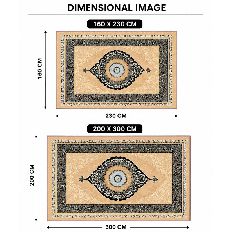 Serenity Large Area Rug With Non-Slip PVC Backing Oriental Style 200x300cm Carpet For Living Room, Bedroom, Lounge, Or Dining Room