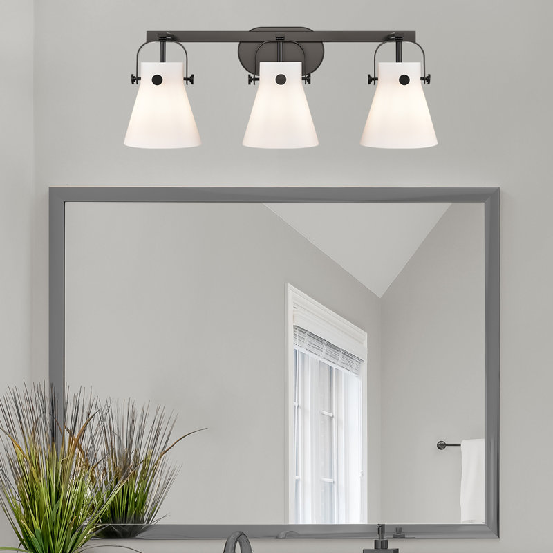 Éclairage pour meuble-lavabo mural 6 po 2 lumières Sidman, Blanc, Noir mat, Trois lumières