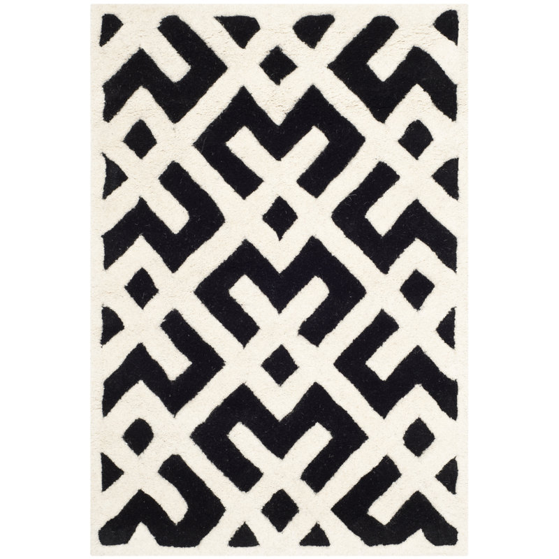 Teresita Hand Tufted Wool Geometric Rug, Rectangle 2' x 3'