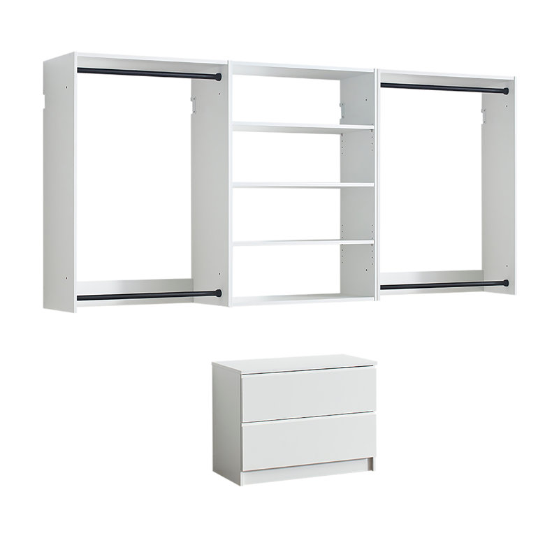Devi Wall Mounted Wood Closet System, White
