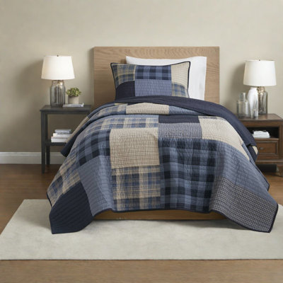 Ensembles de literie en coton confortables, ensemble de courtepointe bleu pour toutes les saisons