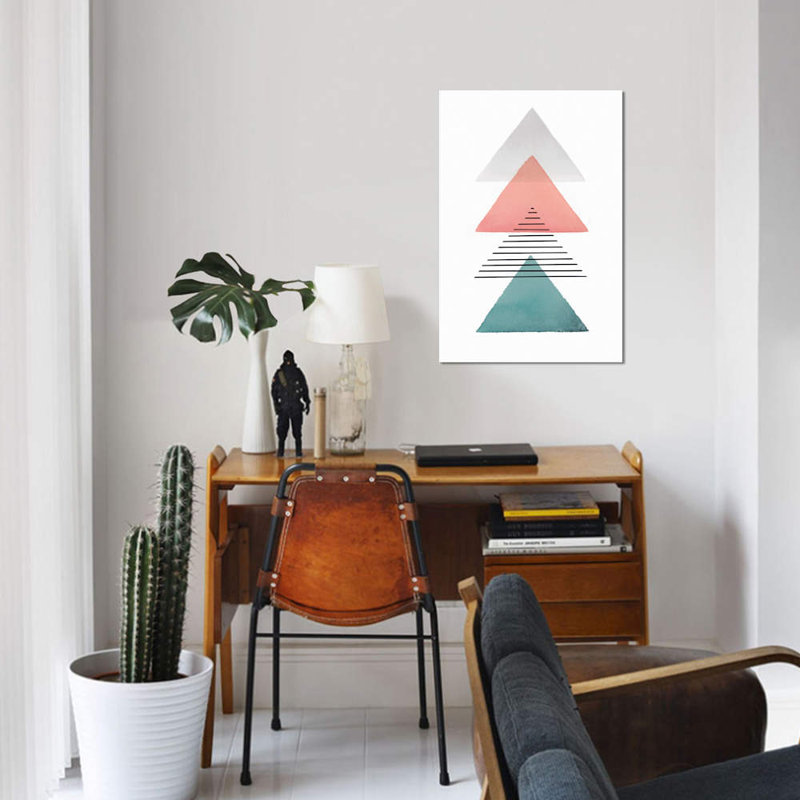 « triangulaire ii », art sur toile, H 40 po x l 26 po x P 1,5 po, Toile tendue, Pas de tapis