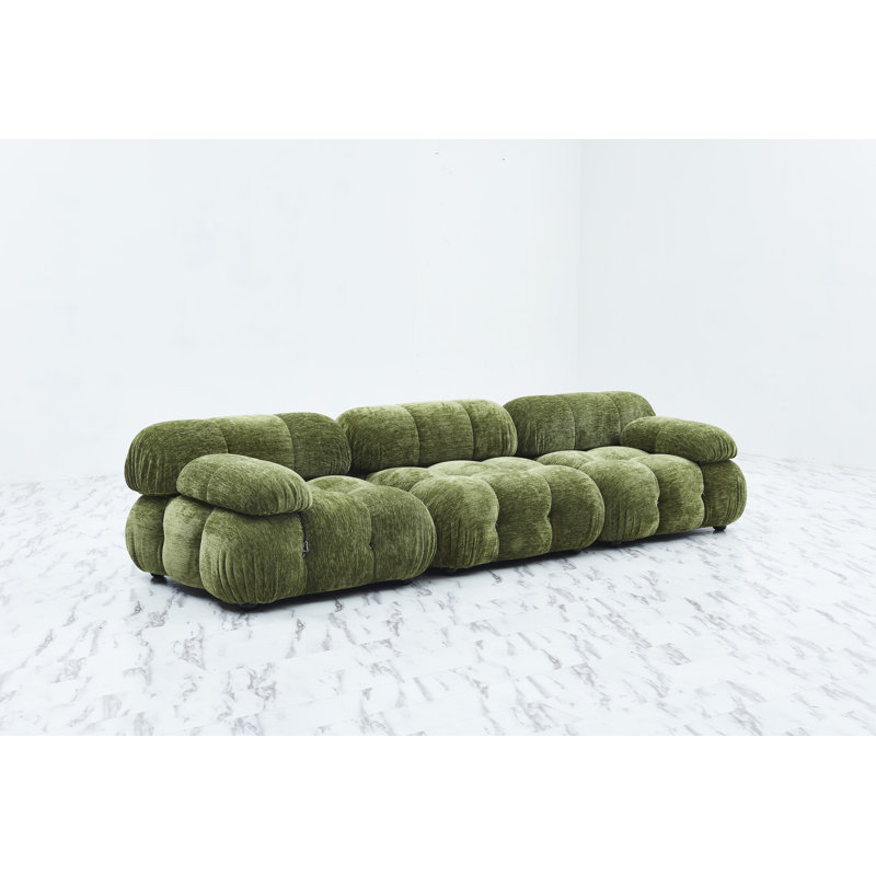 Gylfi 114'' Upholstered Reclining Sofa, Olive