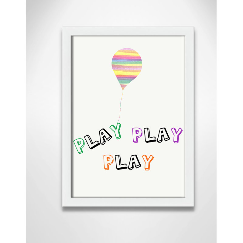Play Play Play Paper Print, 14" H x 10" W x 1.18" D, White Box Framed