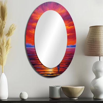 Voilier Sunset Sails - Miroir mural ovale Coastal