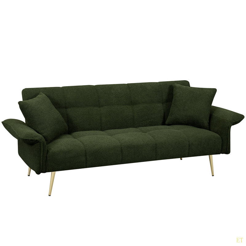 Canapé-lit futon de 70,1 po, canapé-lit double convertible avec accoudoirs rabattables pour les salons et les petits espaces