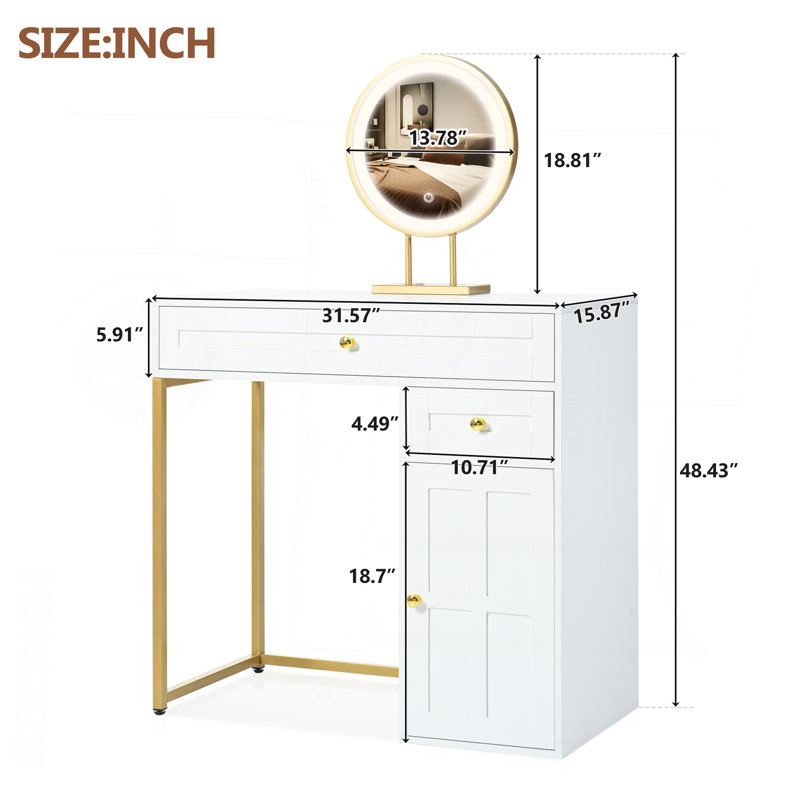 Versatile Makeup Vanity Desk With Adjustable Mirror And Ample Storage, Perfect For Bedroom Or Dressing Room.