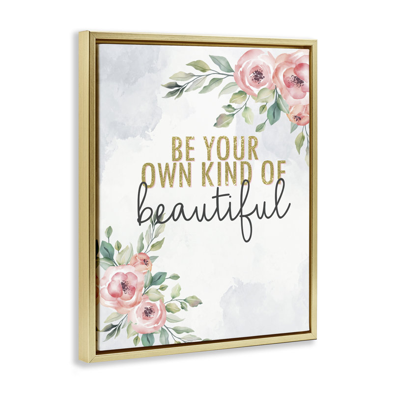 «Own Kind of Beautiful», art mural encadré sur toile flottante dorée, design par Kim Allen, H 21 po x l 17 po