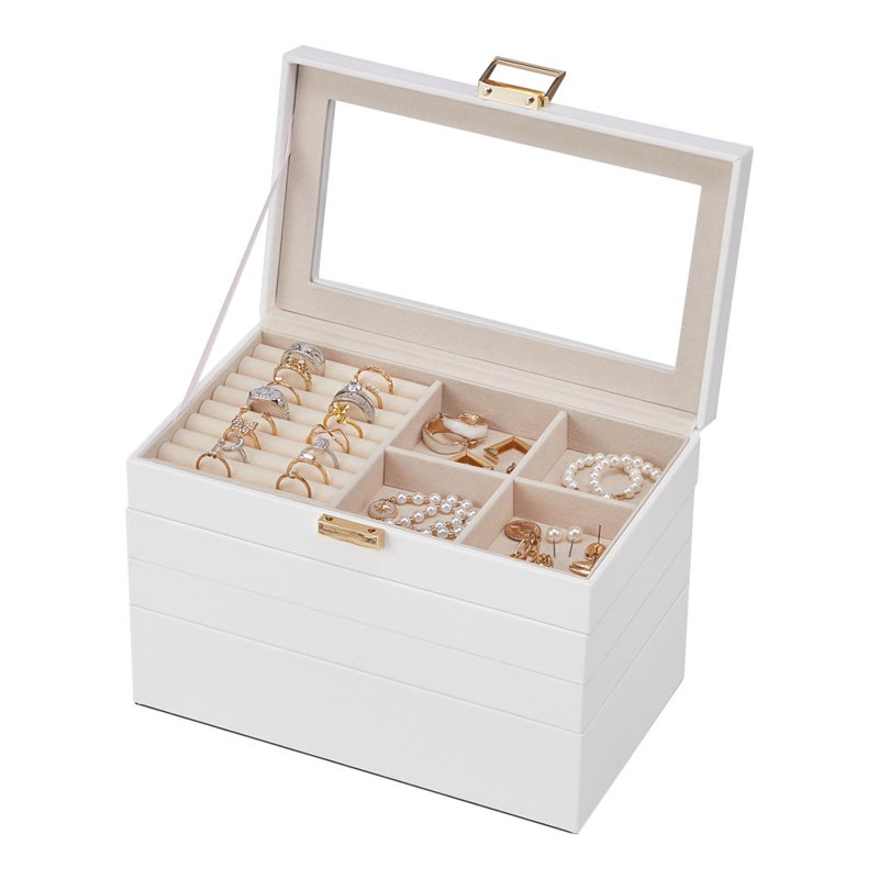 PU Leather Jewellery Box +, White