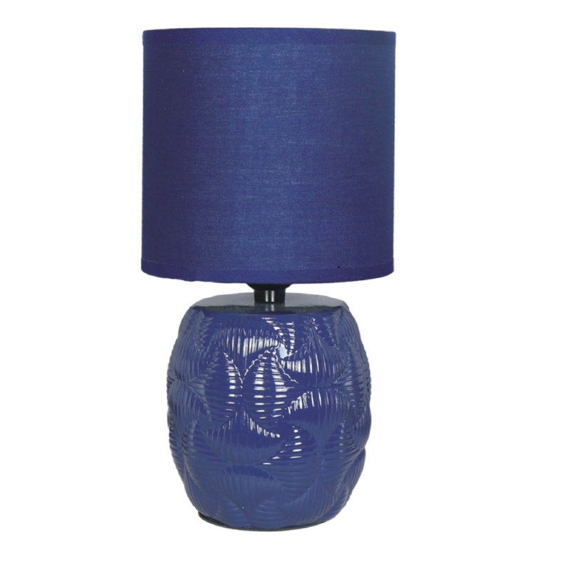Lampe de table en céramique avec abat-jour (Eclipse) (noir), Bleu