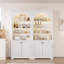 Bibliothèque haute à 4 niveaux avec éclairage DEL, portes et étagères ouvertes réglables, meuble de rangement blanc moderne pour salon et bureau à domicile-1408736237-1408736239