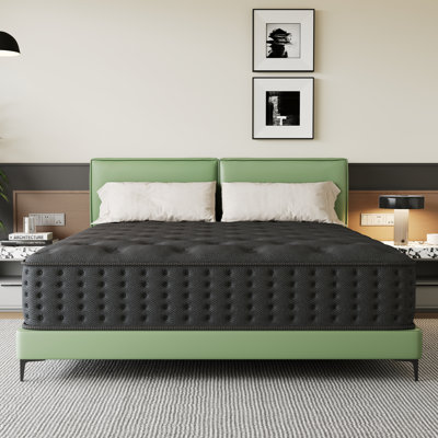 Matelas hybride rafraîchissant mi-ferme de 35,5 cm (14 po) avec mousse à mémoire de forme infusée de gel, surmatelas et ressorts ensachés