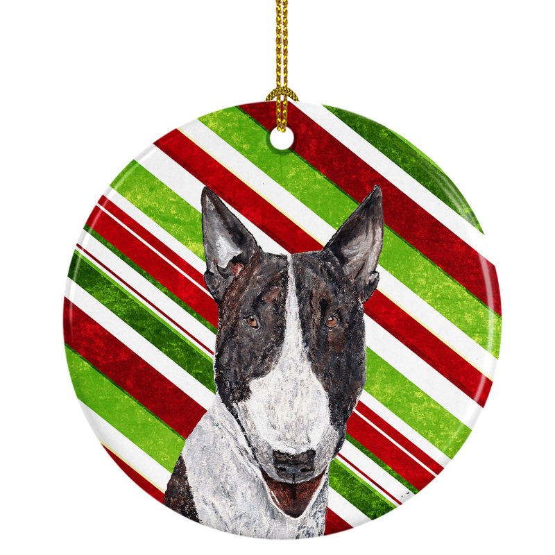 Ornement figurine suspendu en céramique bull terrier