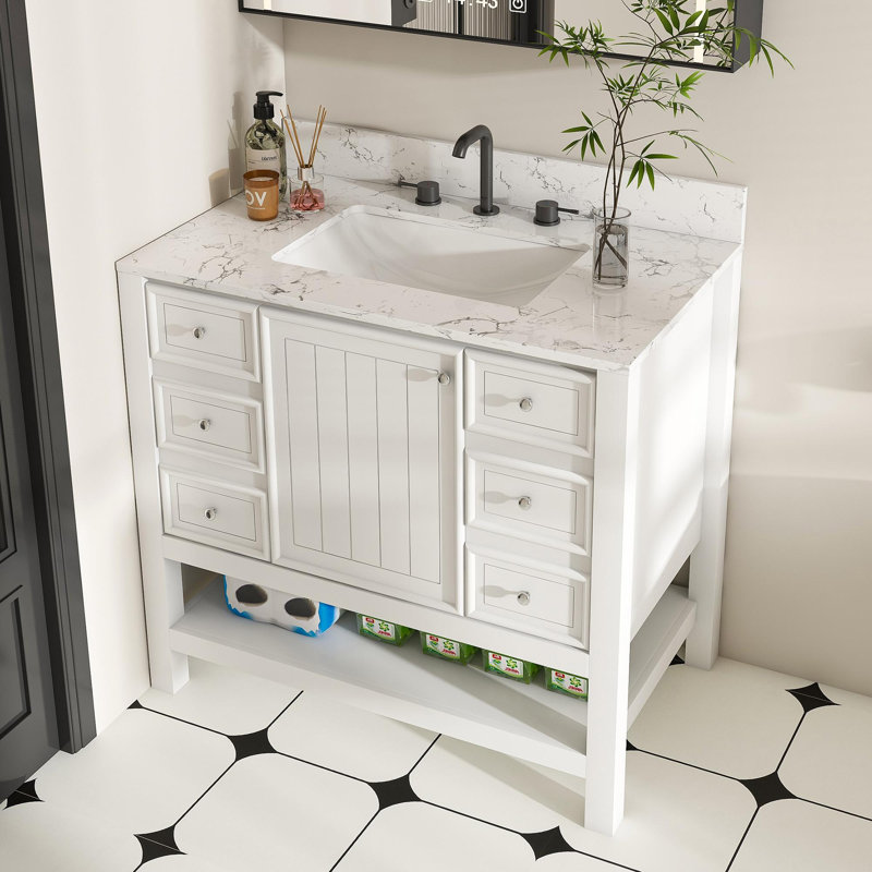 Meuble-lavabo sur pied simple 37 po avec lavabo