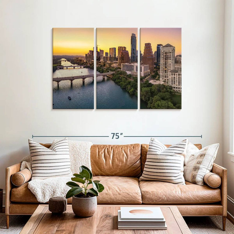 Skyline de Sirci Austin au crépuscule, H 36 po x l 57 po