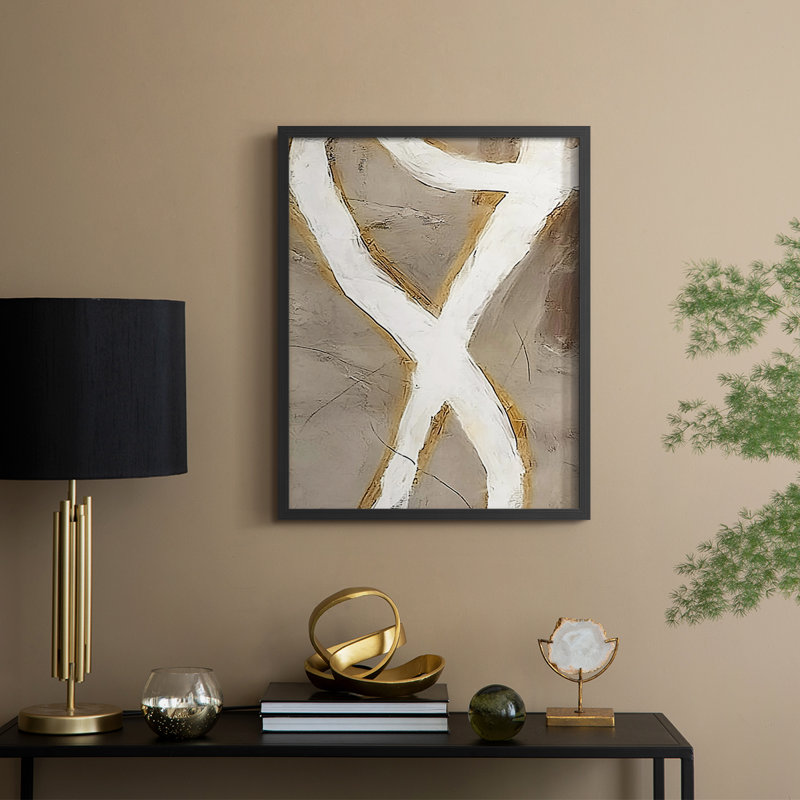 Impression abstraite encadrée «Cxxii» - prête à être accrochée - fabriquée aux États-Unis, H 14 po x P 11 po, Noir
