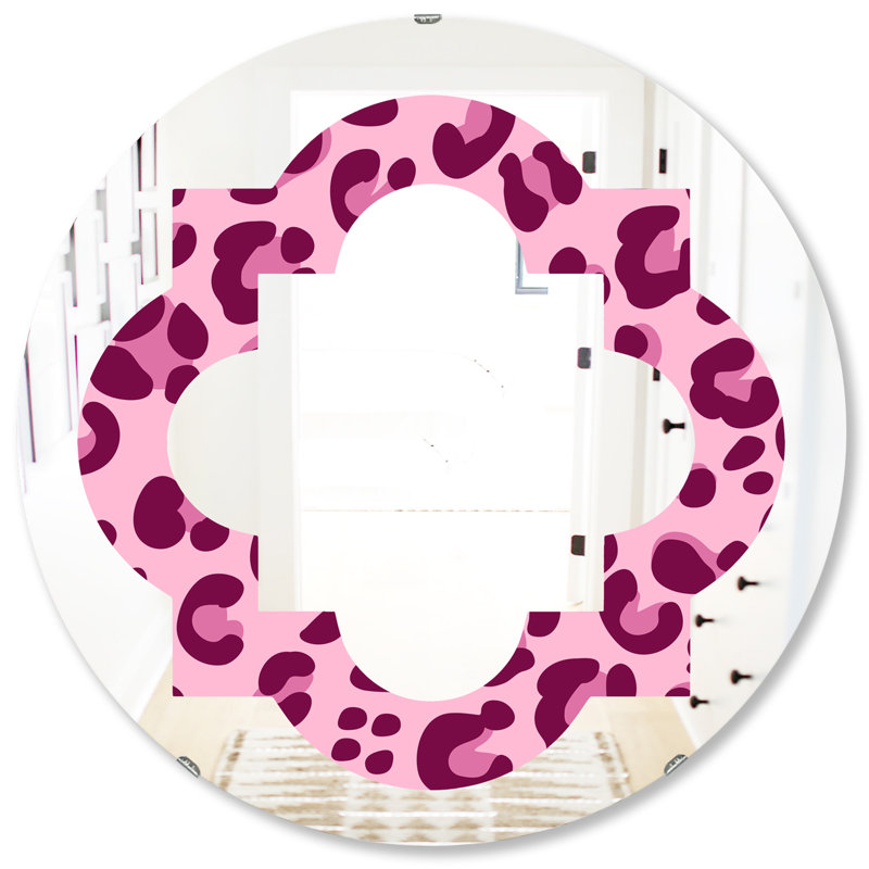 Miroir mural sans cadre éclectique à motif léopard, H 23,6 po x l 23,6 po