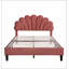Lit plateforme tapissier avec tête de lit en velours à motif floral-636755634-636755635